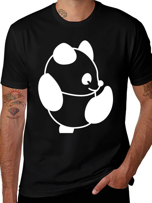 Cute Panda Graphic Black T-Shirt
