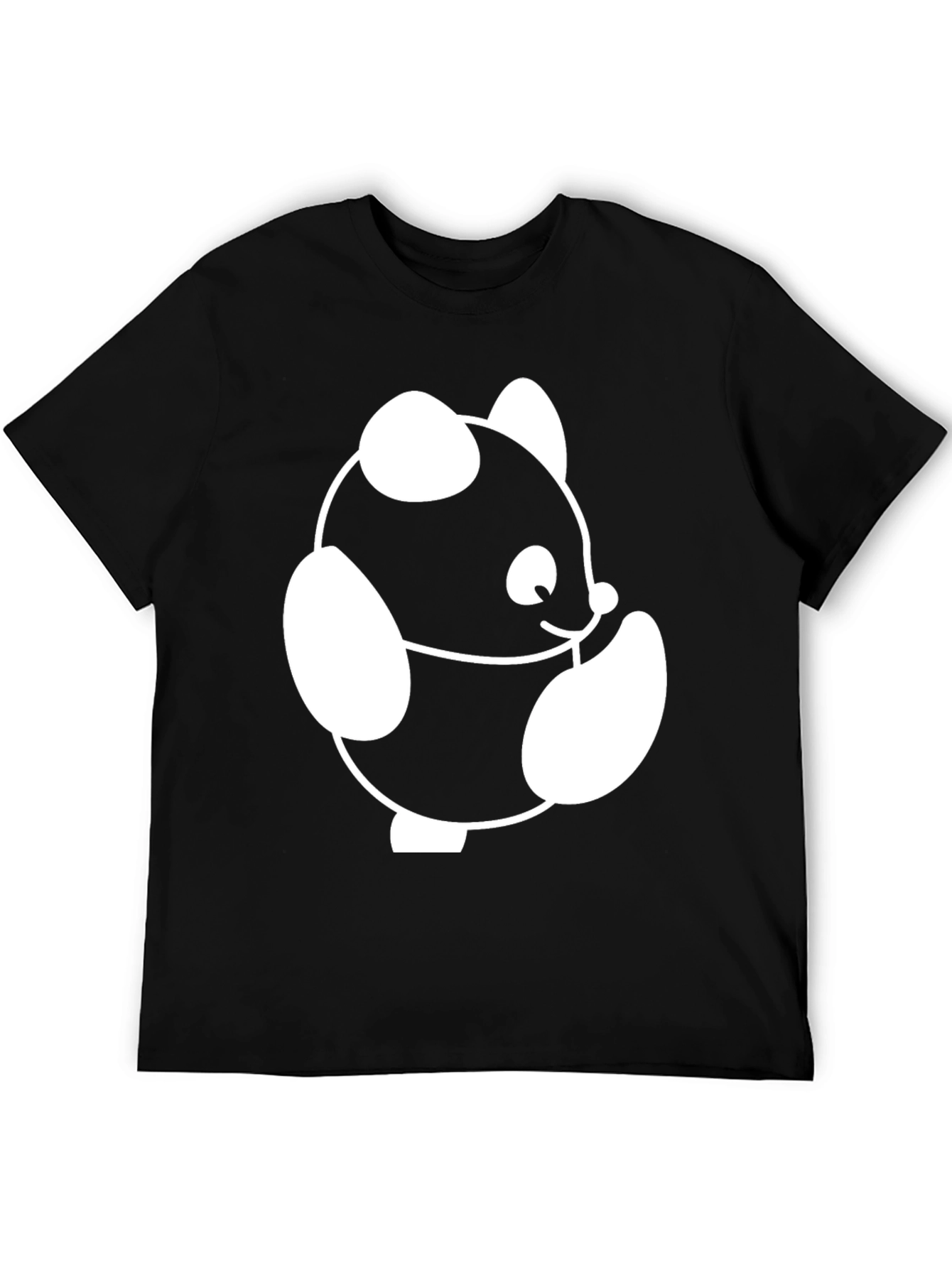 Cute Panda Graphic Black T-Shirt