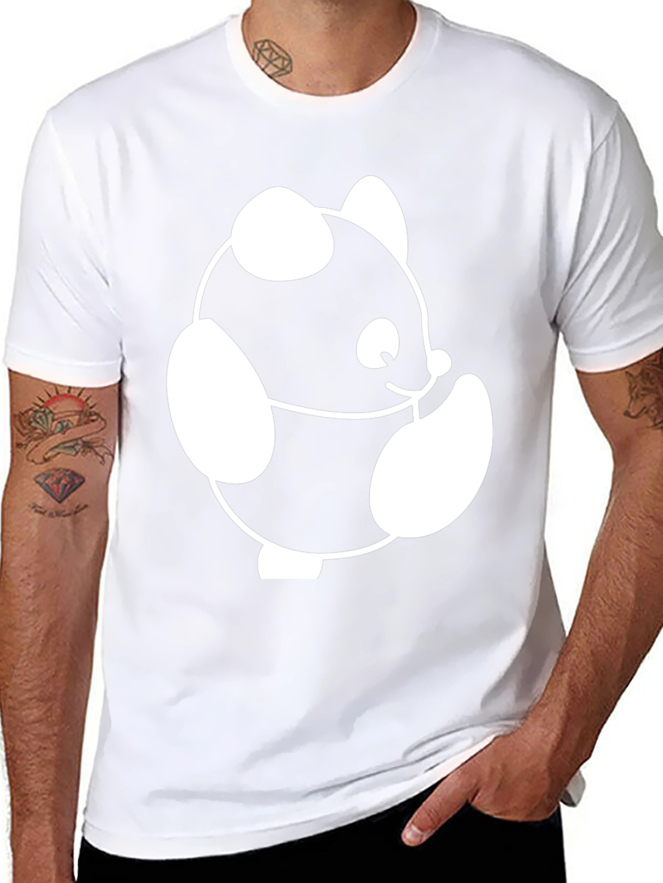 Cute Panda Graphic Black T-Shirt