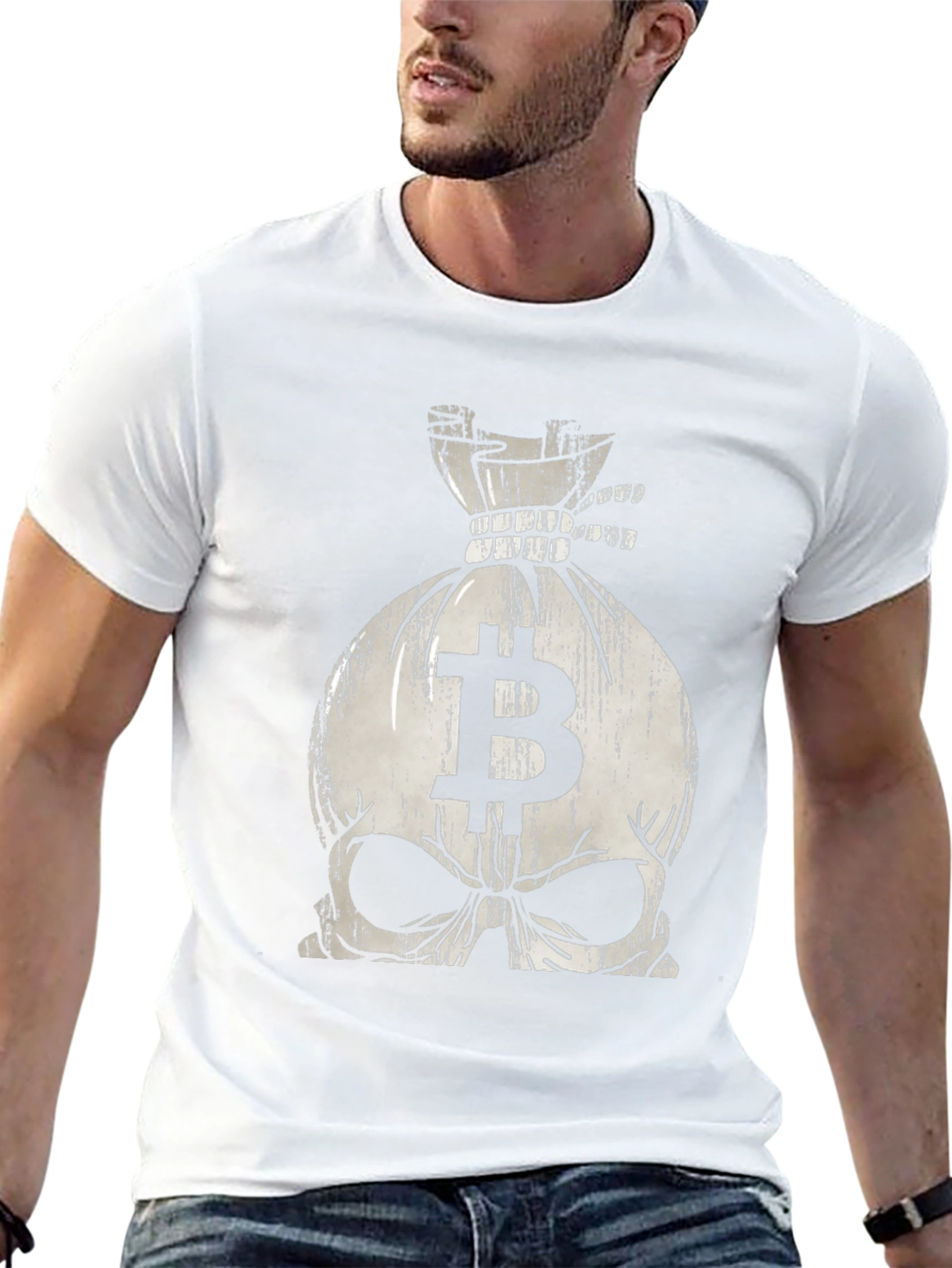 Bitcoin Skull Bag T-Shirt - Crypto Fashion