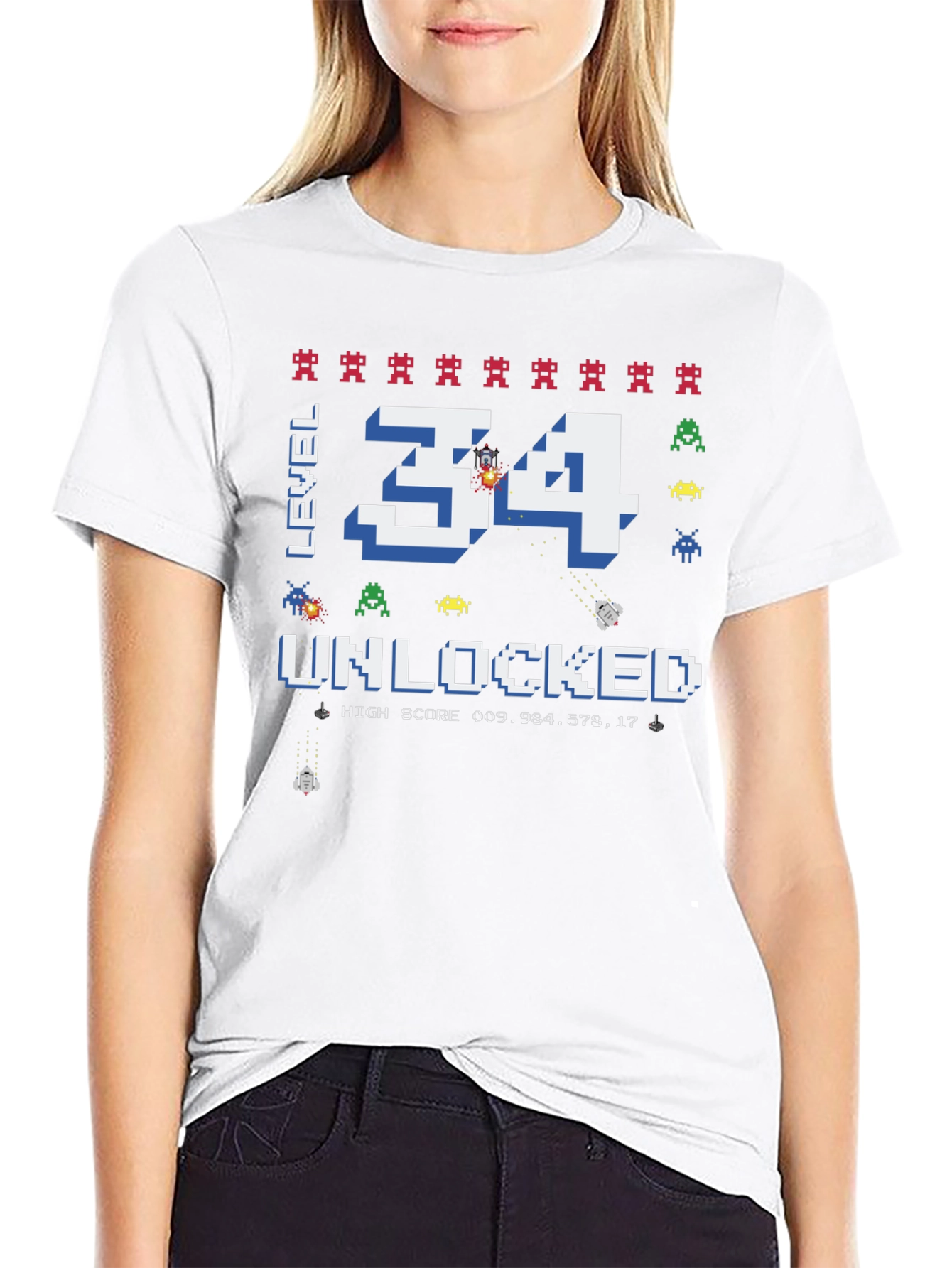 Level 34 Unlocked Graphic Tee - Gamer Birthday Shirt