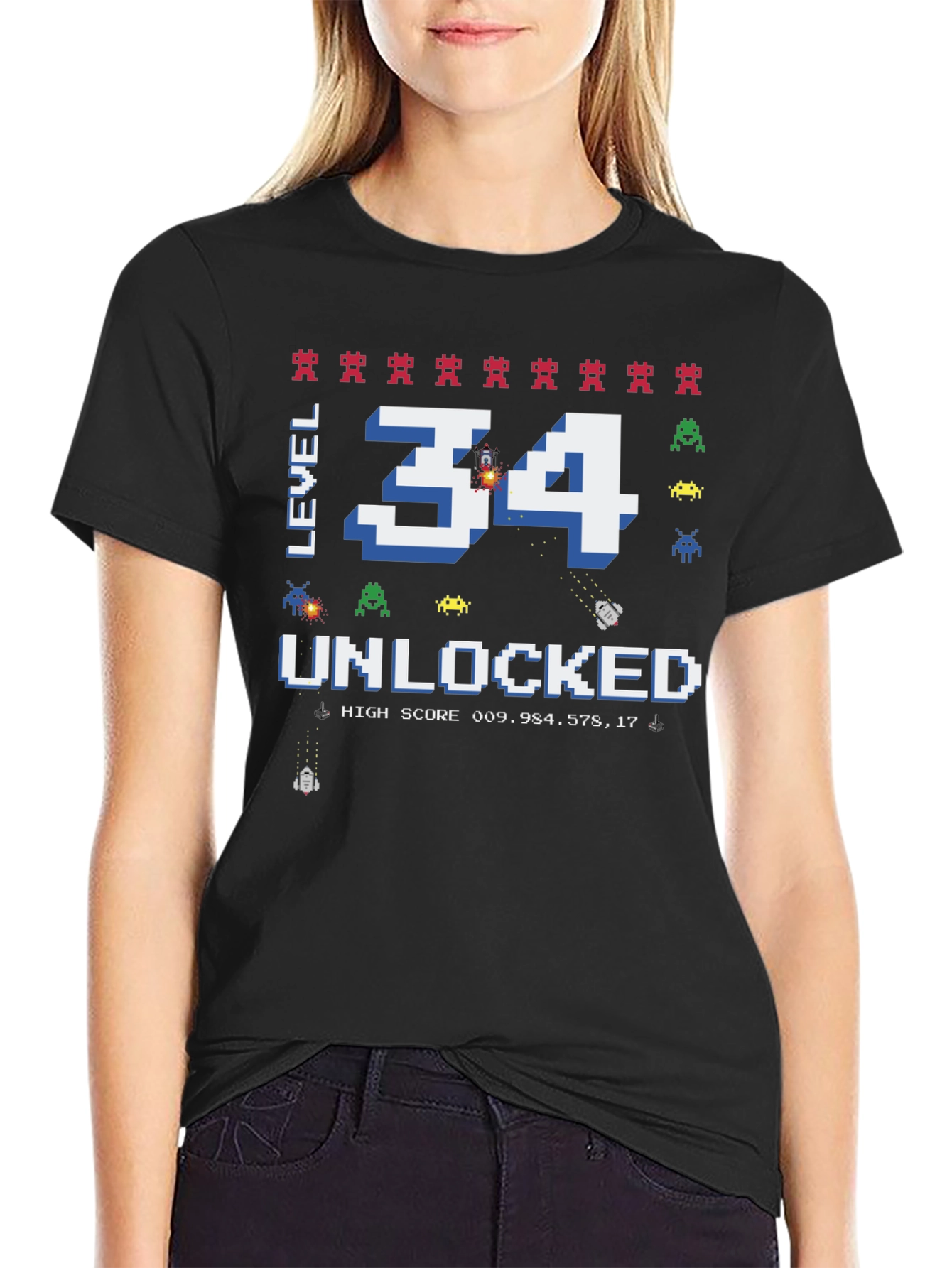 Level 34 Unlocked Graphic Tee - Gamer Birthday Shirt