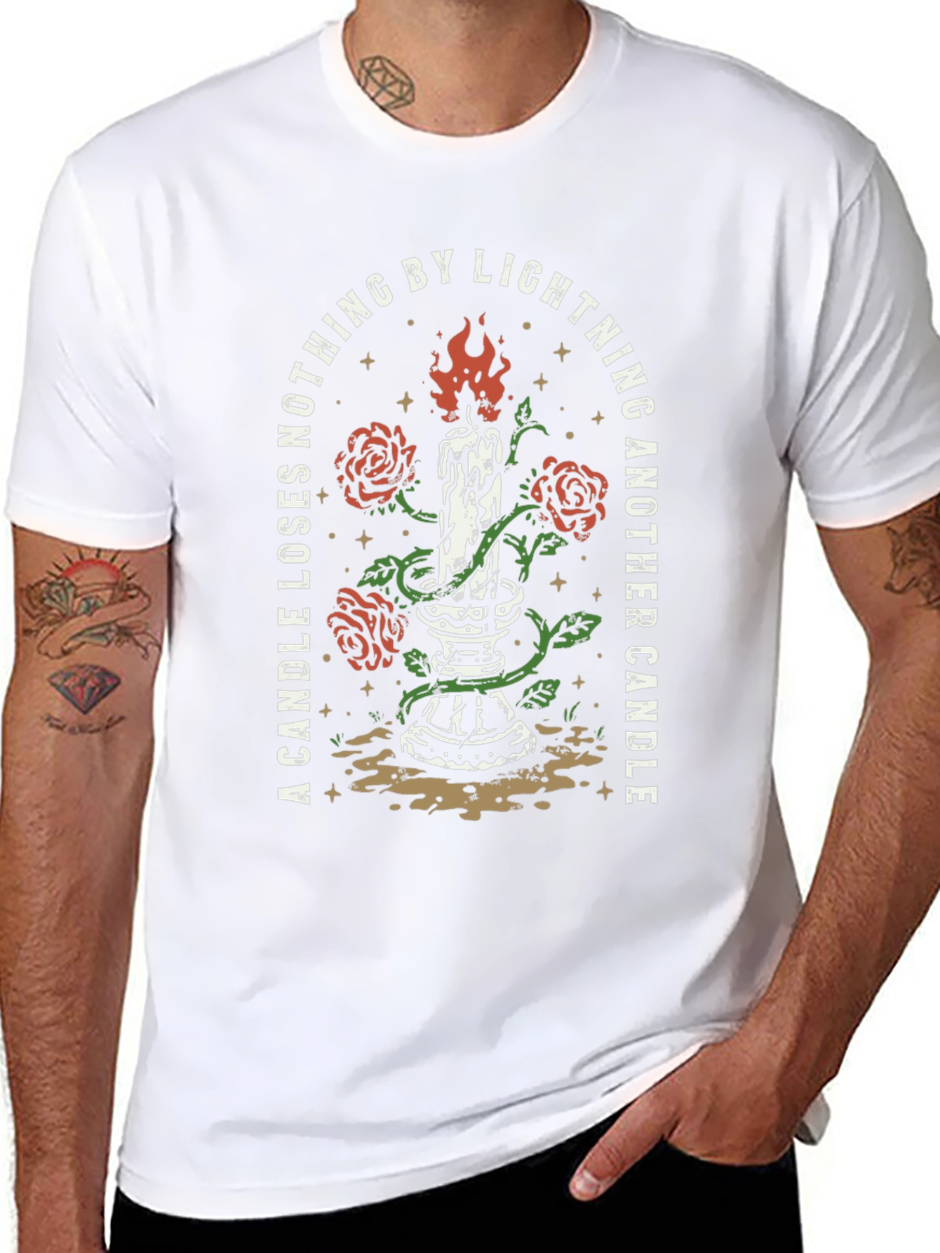 Candle Roses Lightning Black Graphic Tee
