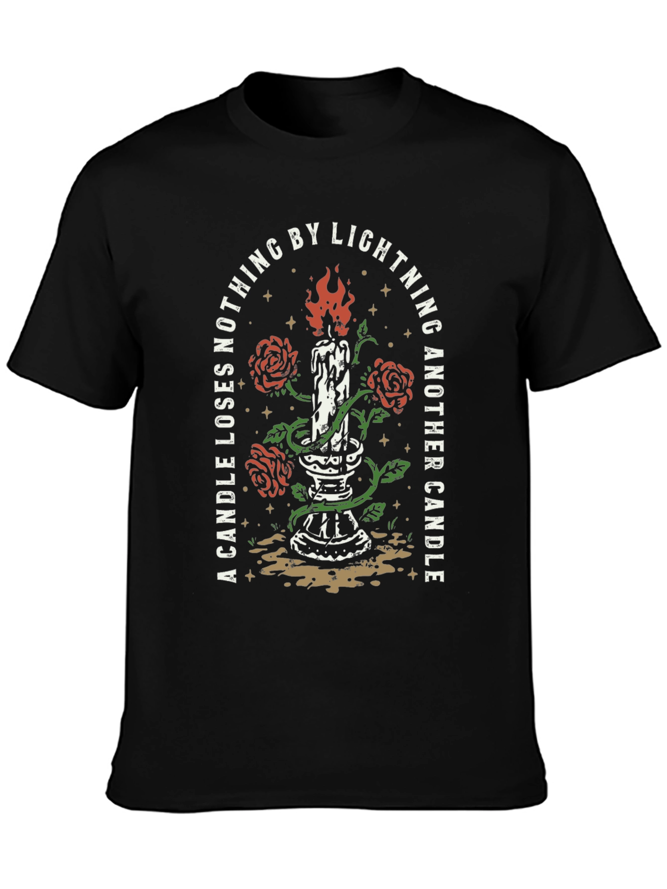 Candle Roses Lightning Black Graphic Tee