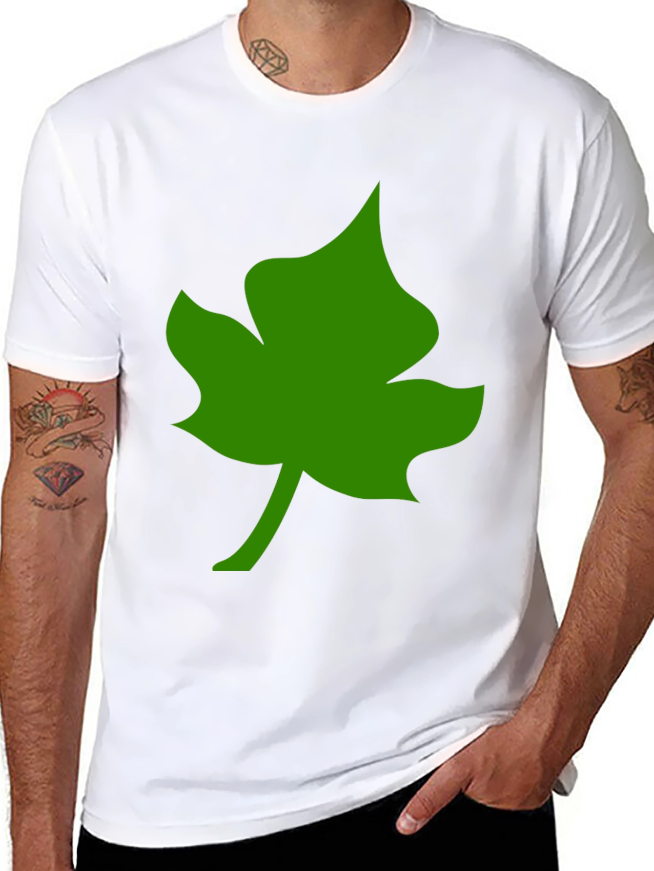 Leaf Graphic Tee - Casual Black T-Shirt
