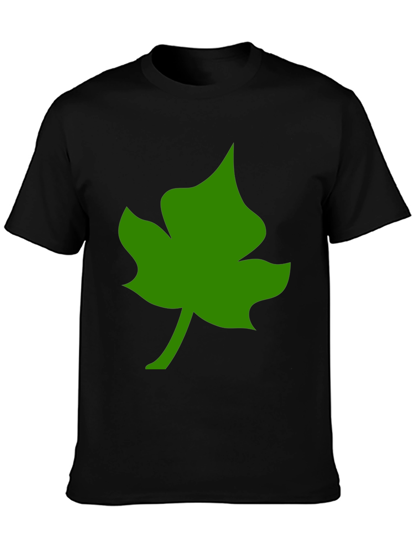 Leaf Graphic Tee - Casual Black T-Shirt