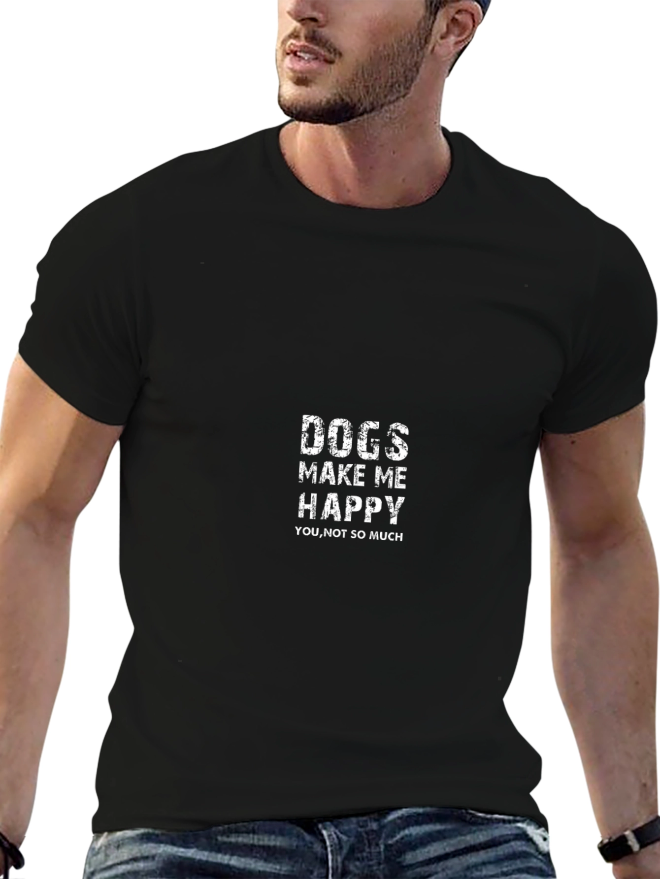 Dogs Make Me Happy Graphic Tee Black