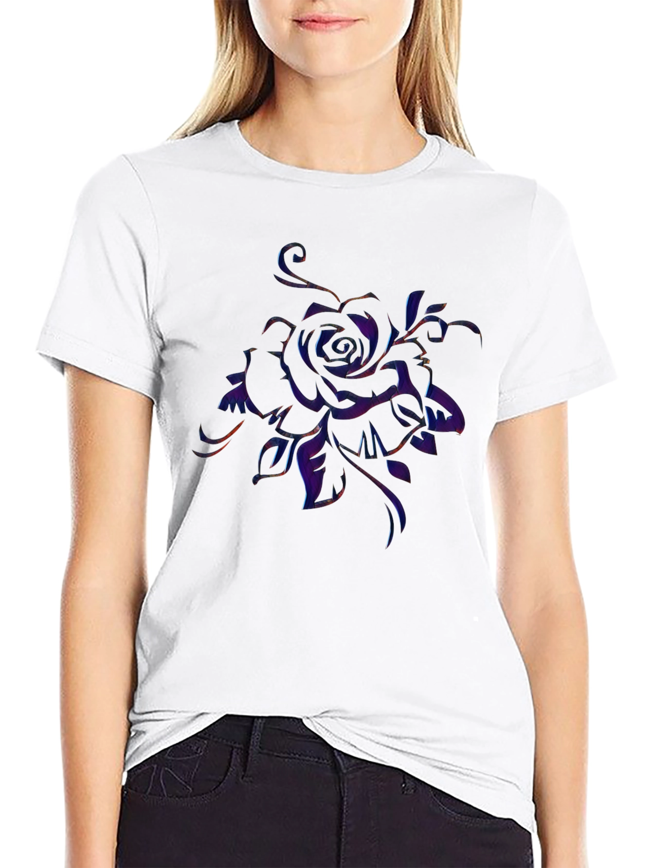 Floral Graphic Print Crew Neck T-Shirt