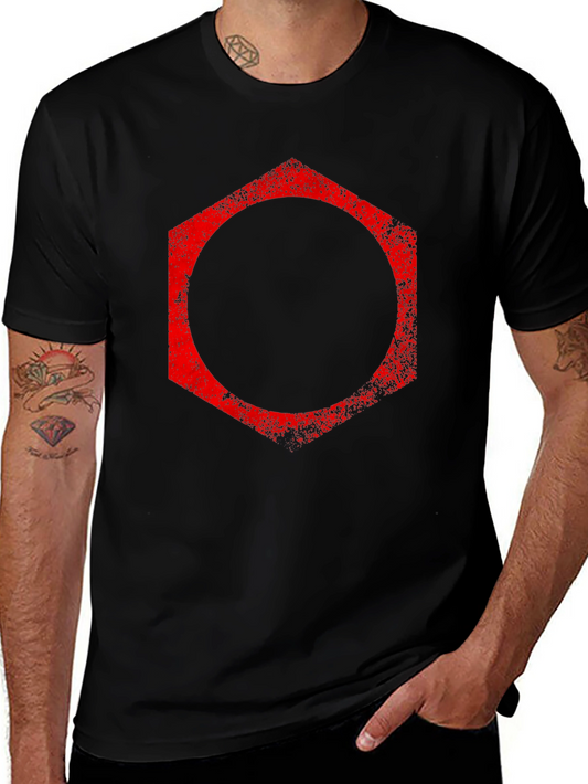 Red Hexagon Graphic Black T-Shirt