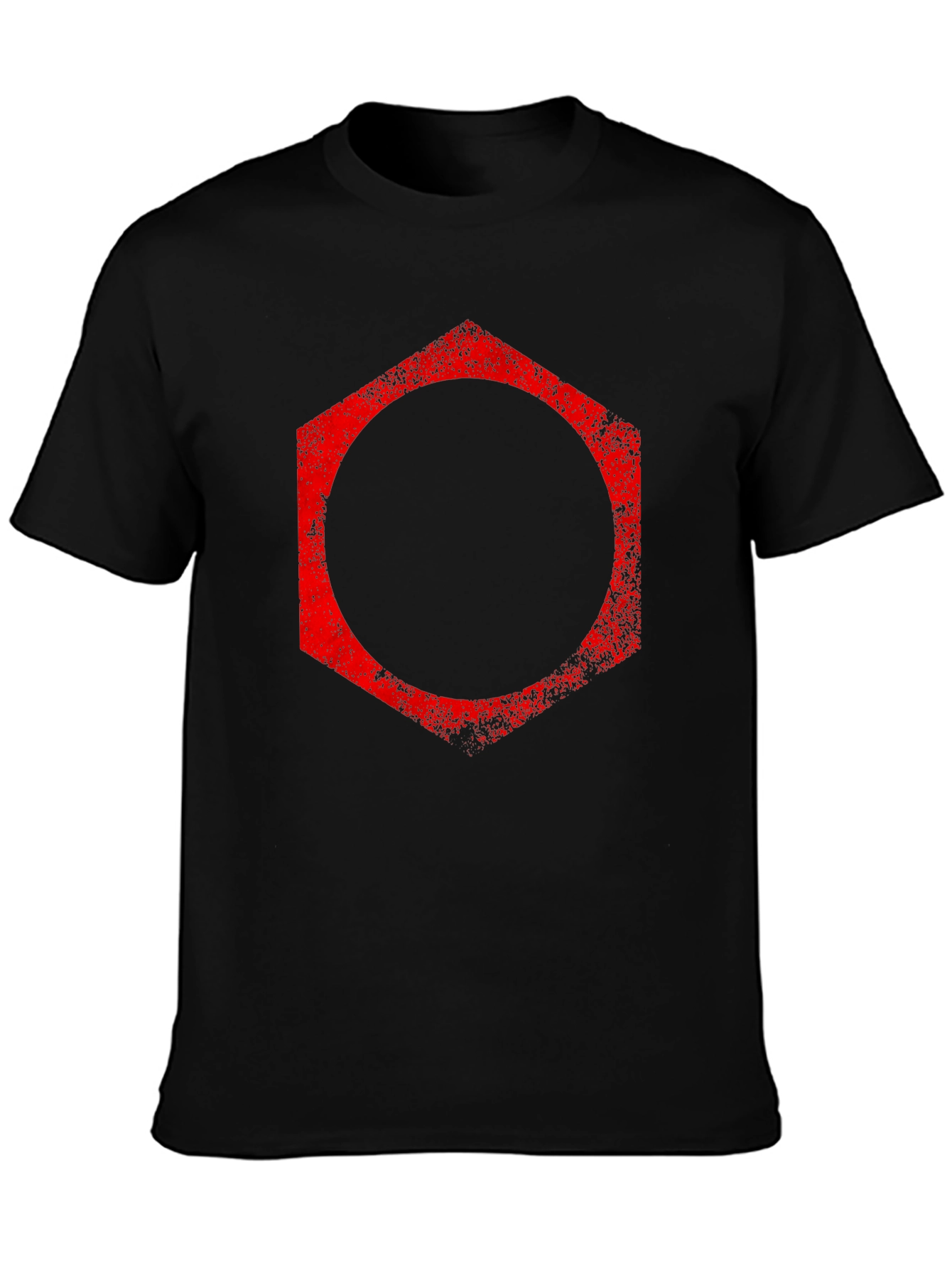 Red Hexagon Graphic Black T-Shirt