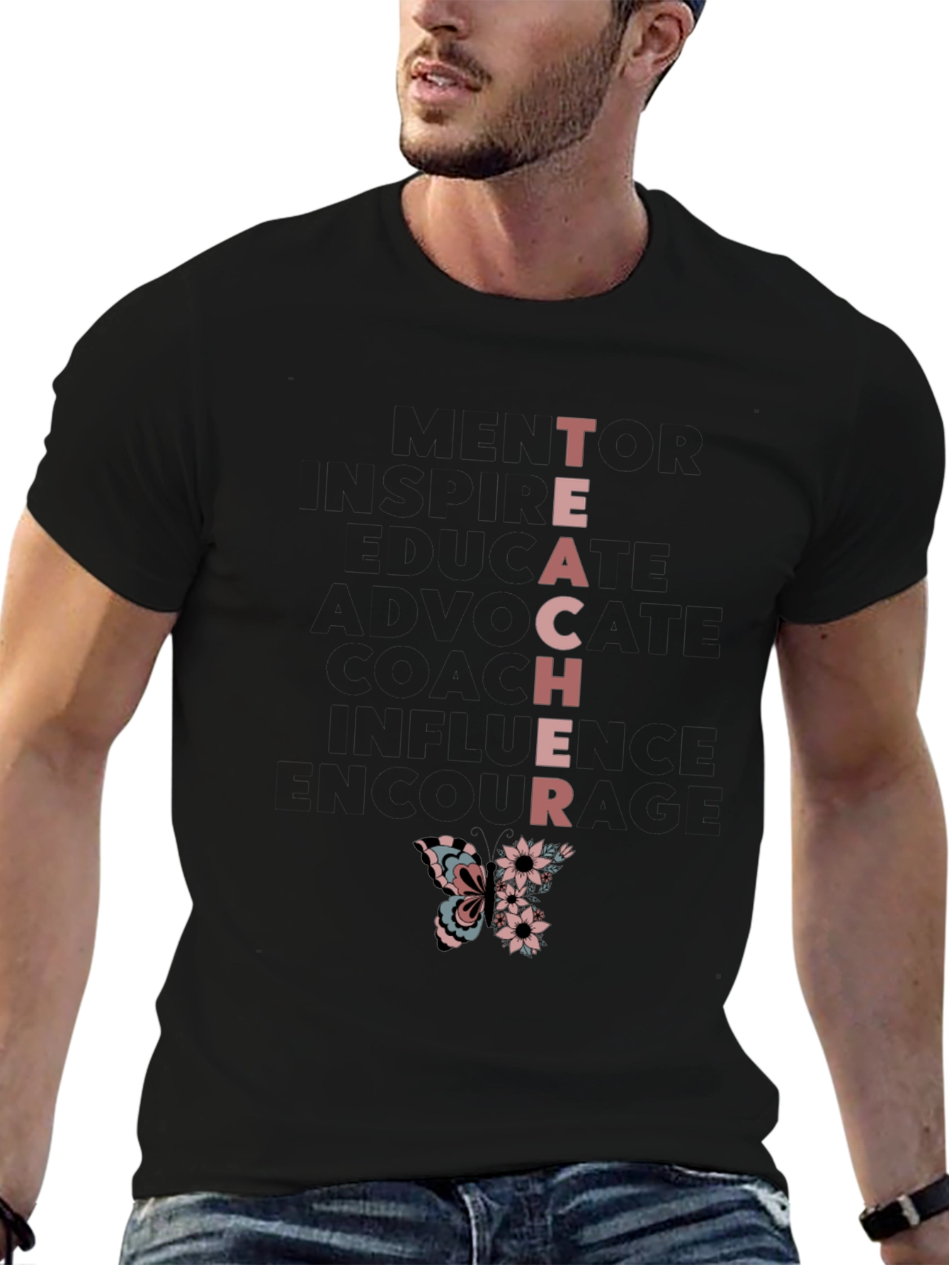 Teacher Butterfly Graphic T-Shirt