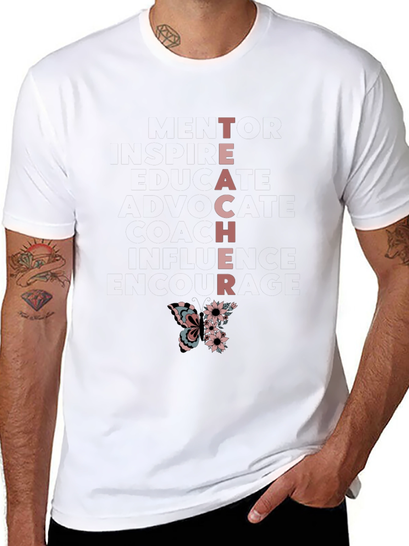 Teacher Butterfly Graphic T-Shirt