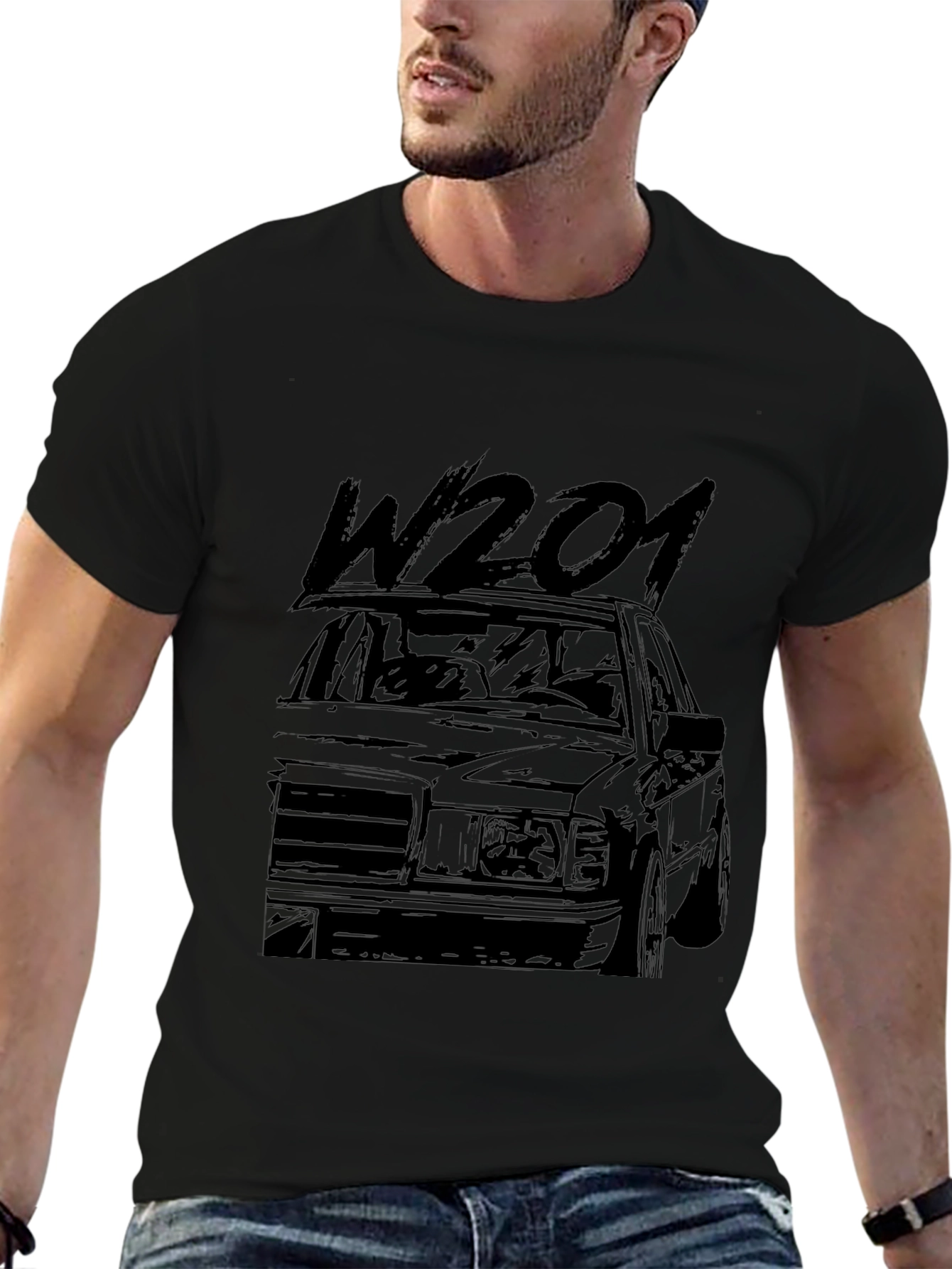W201 Classic Car Graphic Tee - Black