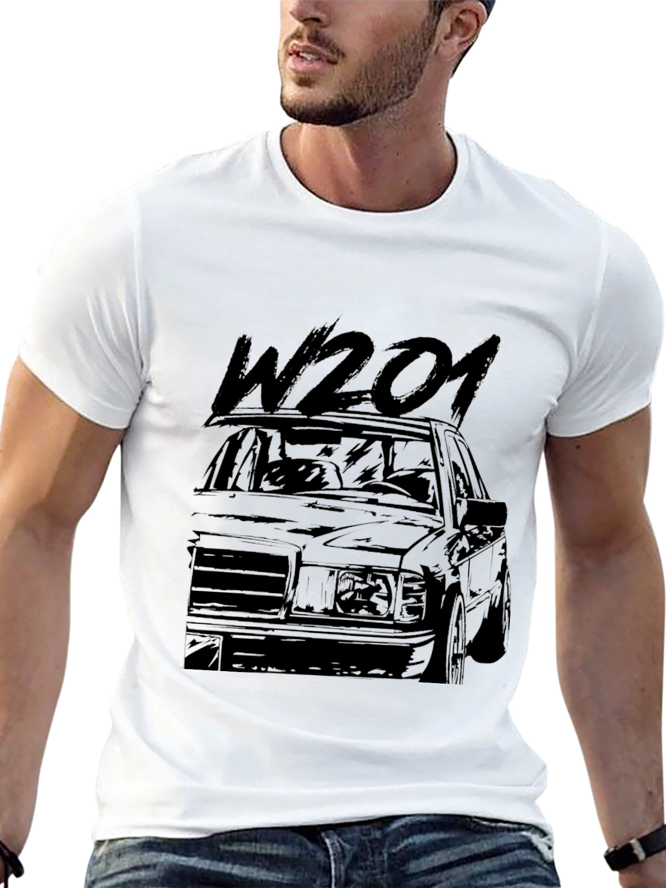 W201 Classic Car Graphic Tee - Black