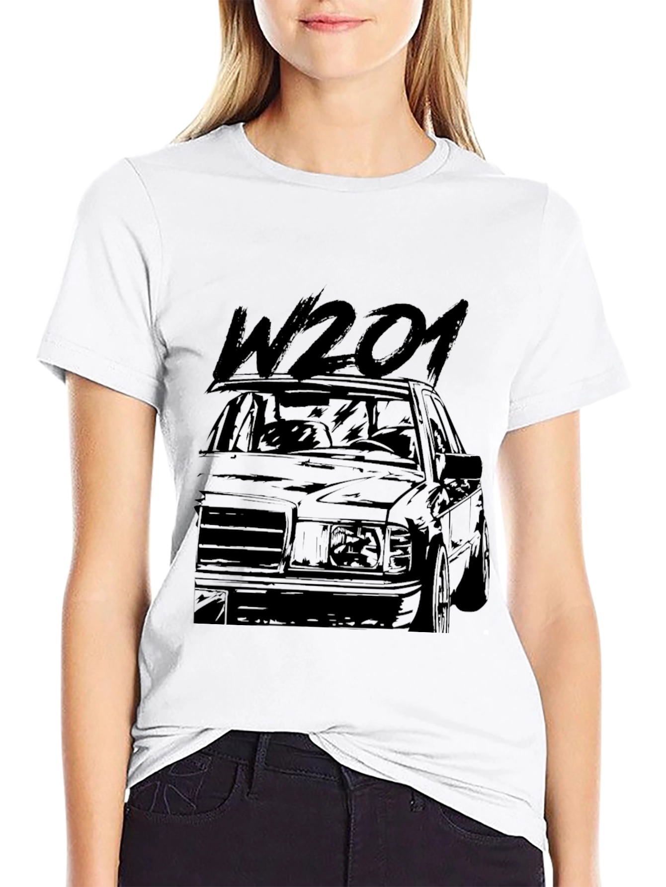W201 Classic Car Graphic Tee - Black