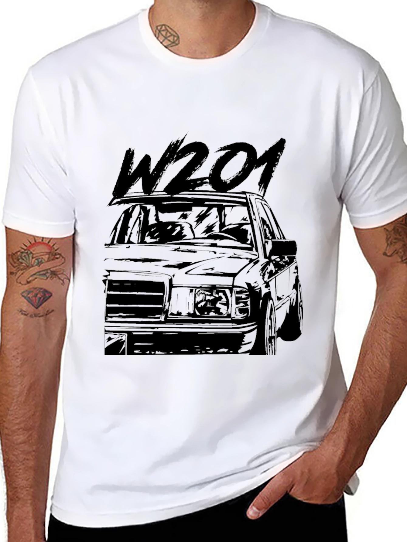 W201 Classic Car Graphic Tee - Black