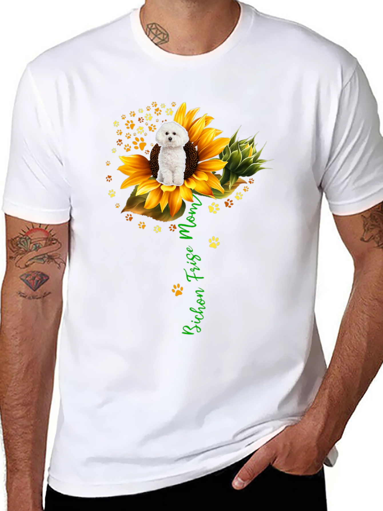 Bichon Frise Mom Sunflower Graphic Tee