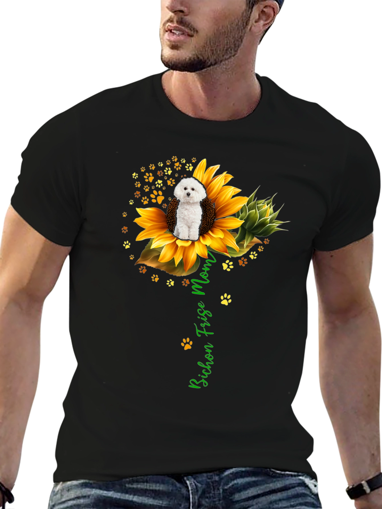 Bichon Frise Mom Sunflower Graphic Tee