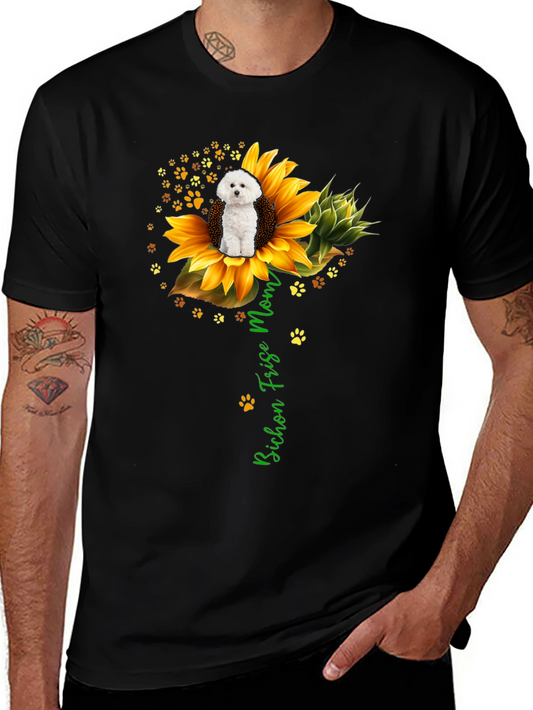 Bichon Frise Mom Sunflower Graphic Tee