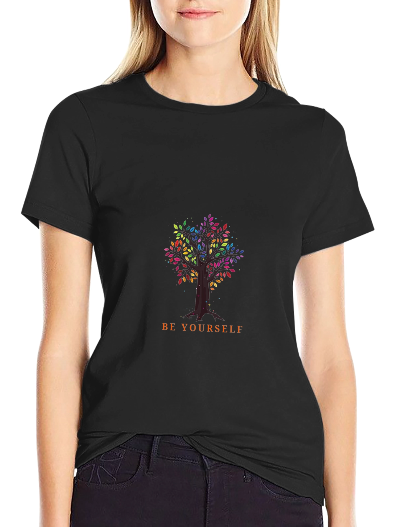 Be Yourself Tree Graphic Black T-Shirt