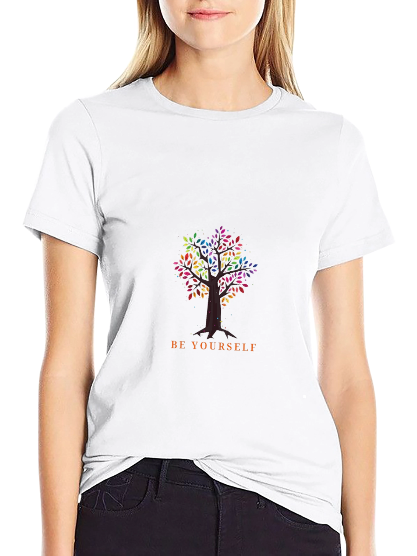 Be Yourself Tree Graphic Black T-Shirt