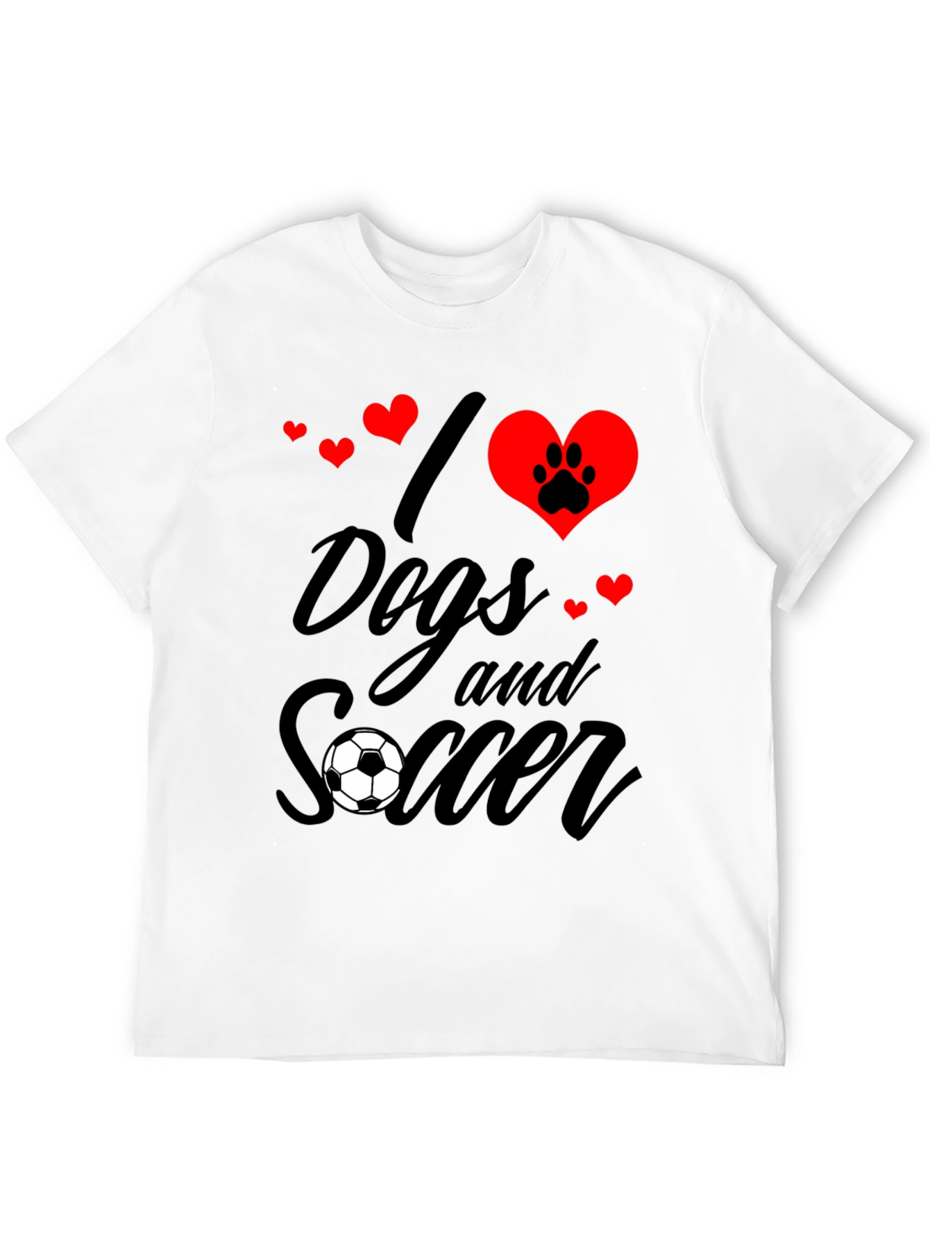 I Love Dogs and Soccer Graphic Tee - Black