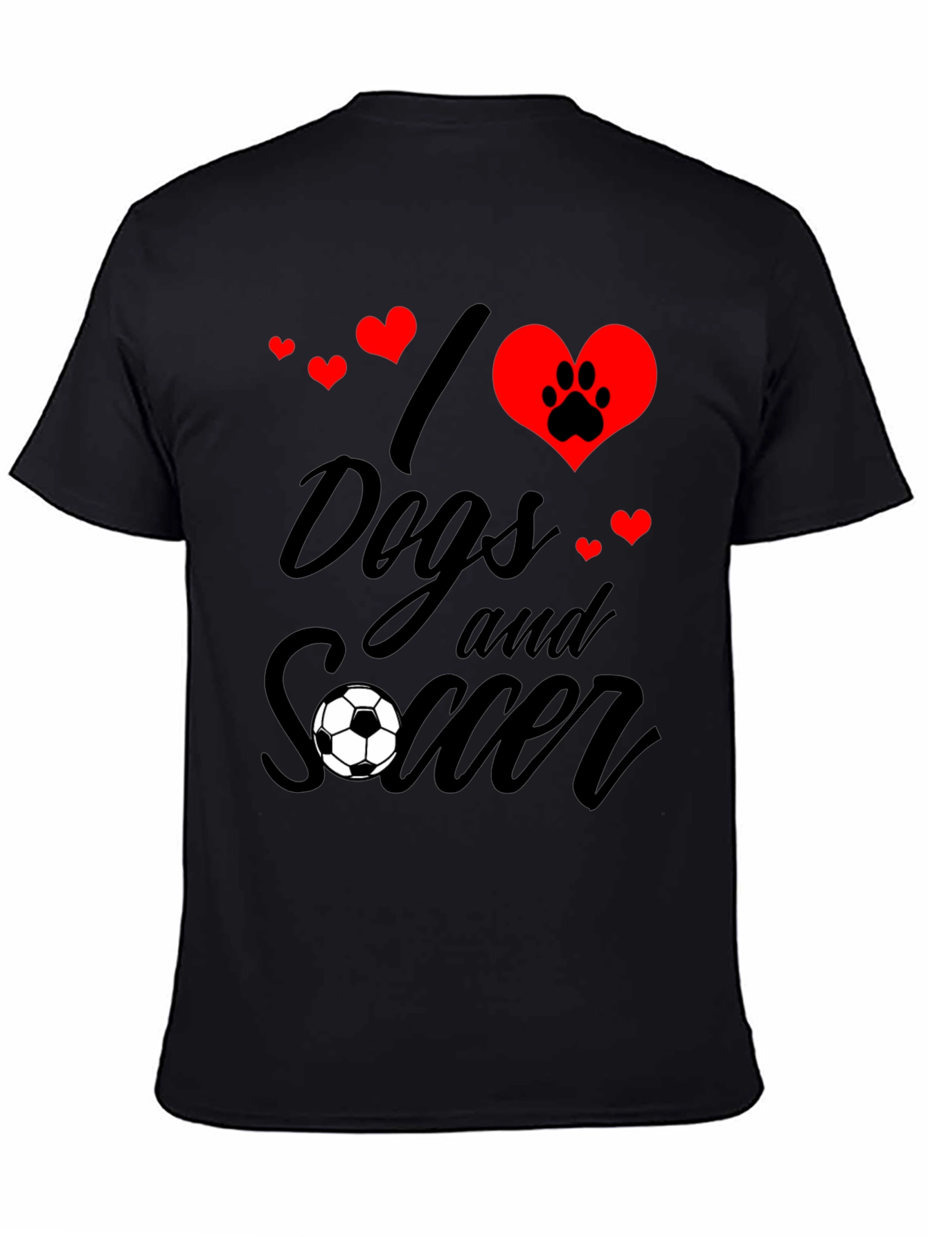I Love Dogs and Soccer Graphic Tee - Black