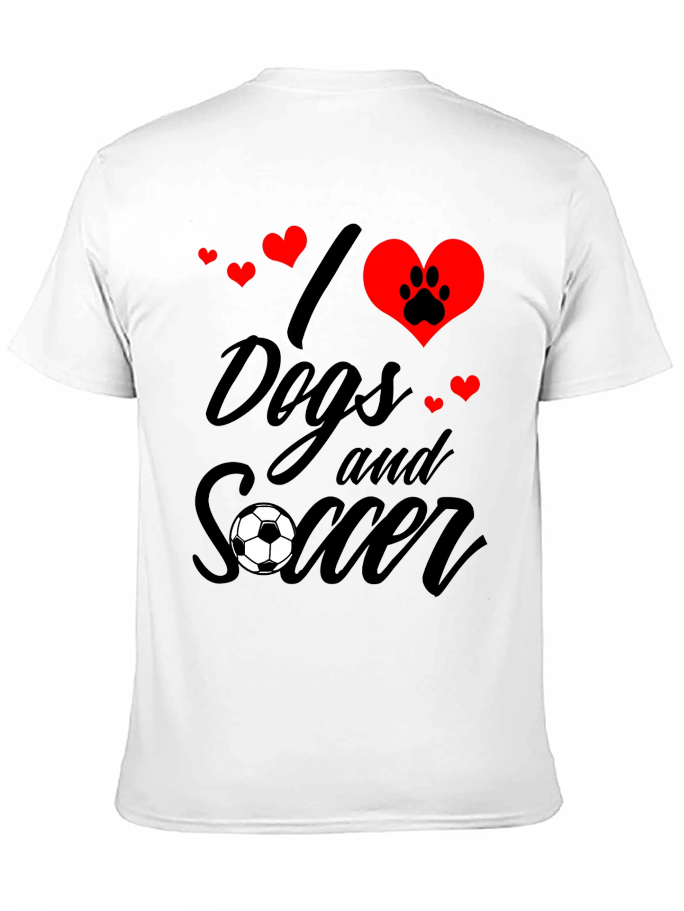 I Love Dogs and Soccer Graphic Tee - Black