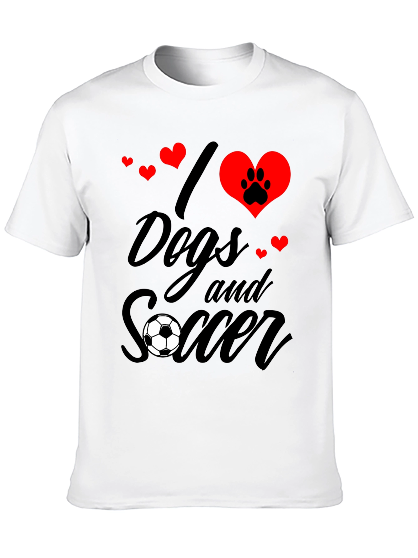 I Love Dogs and Soccer Graphic Tee - Black