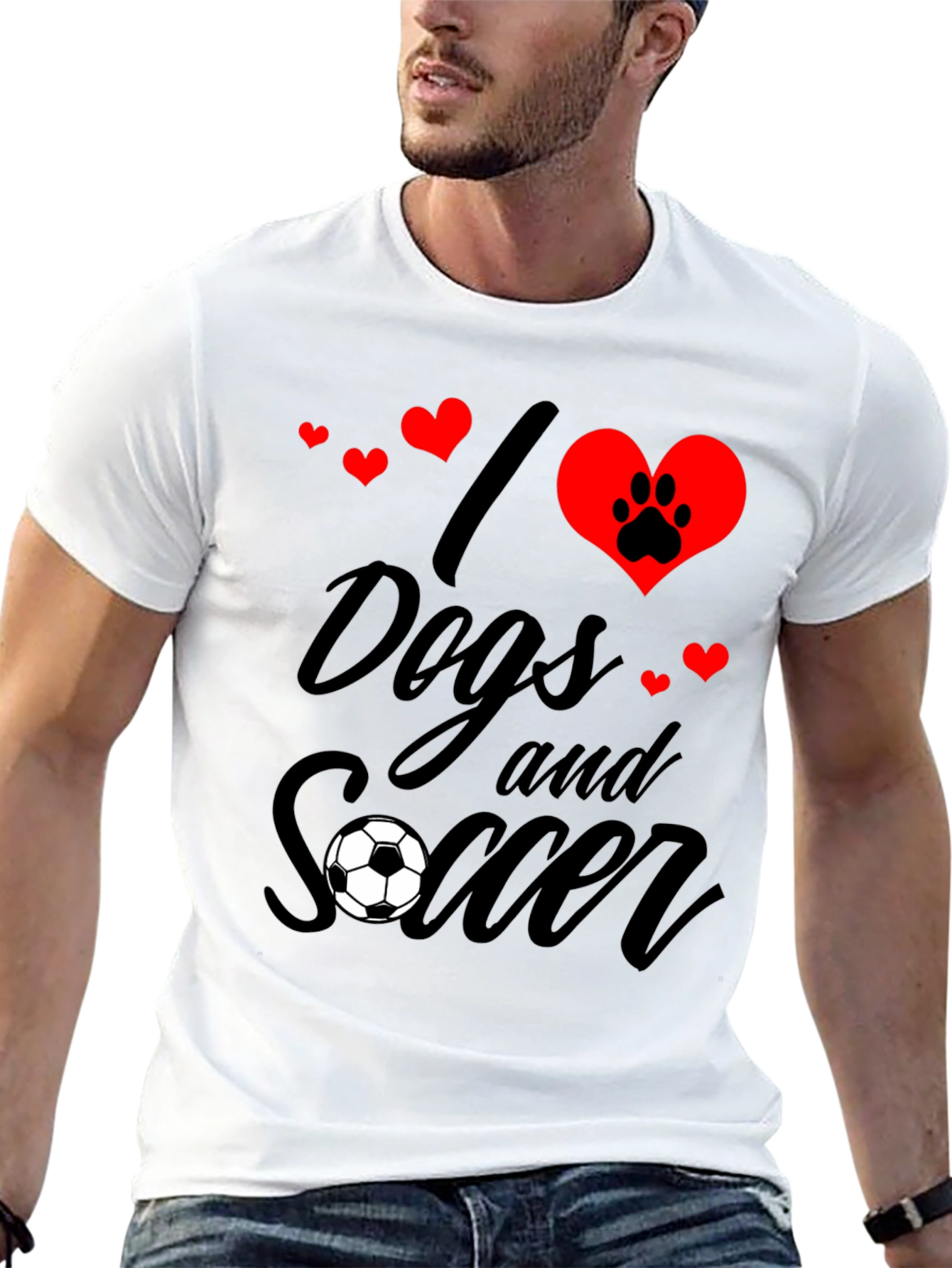 I Love Dogs and Soccer Graphic Tee - Black