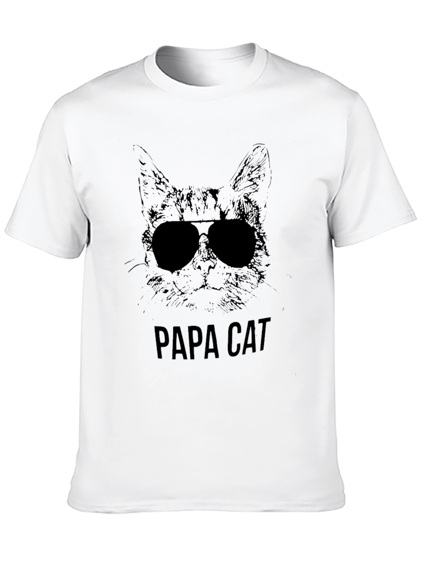 Papa Cat Graphic Tee - Cool Cat Dad Shirt
