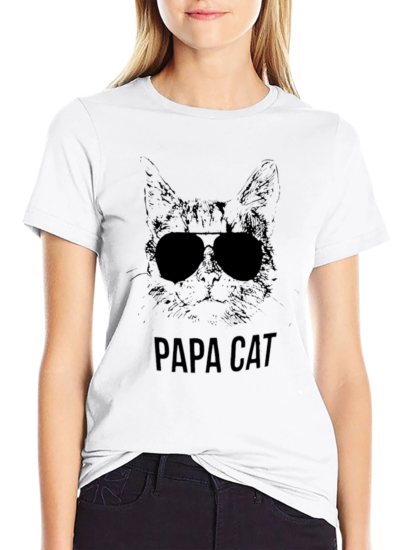 Papa Cat Graphic Tee - Cool Cat Dad Shirt