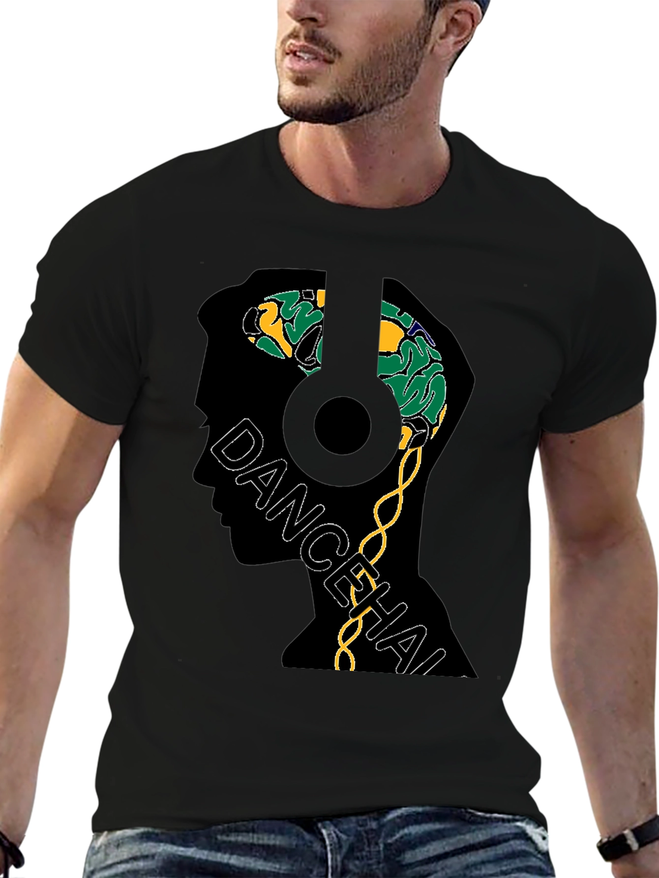Dancehall Vibe T-Shirt - Brain Headphones Graphic Tee