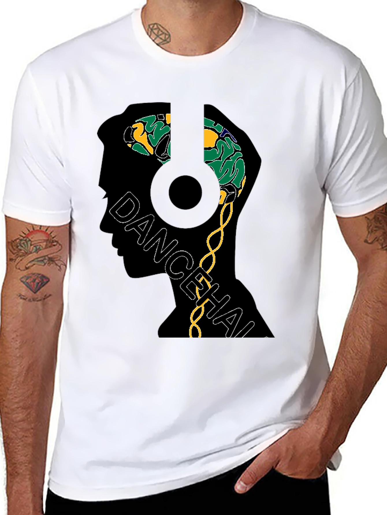 Dancehall Vibe T-Shirt - Brain Headphones Graphic Tee