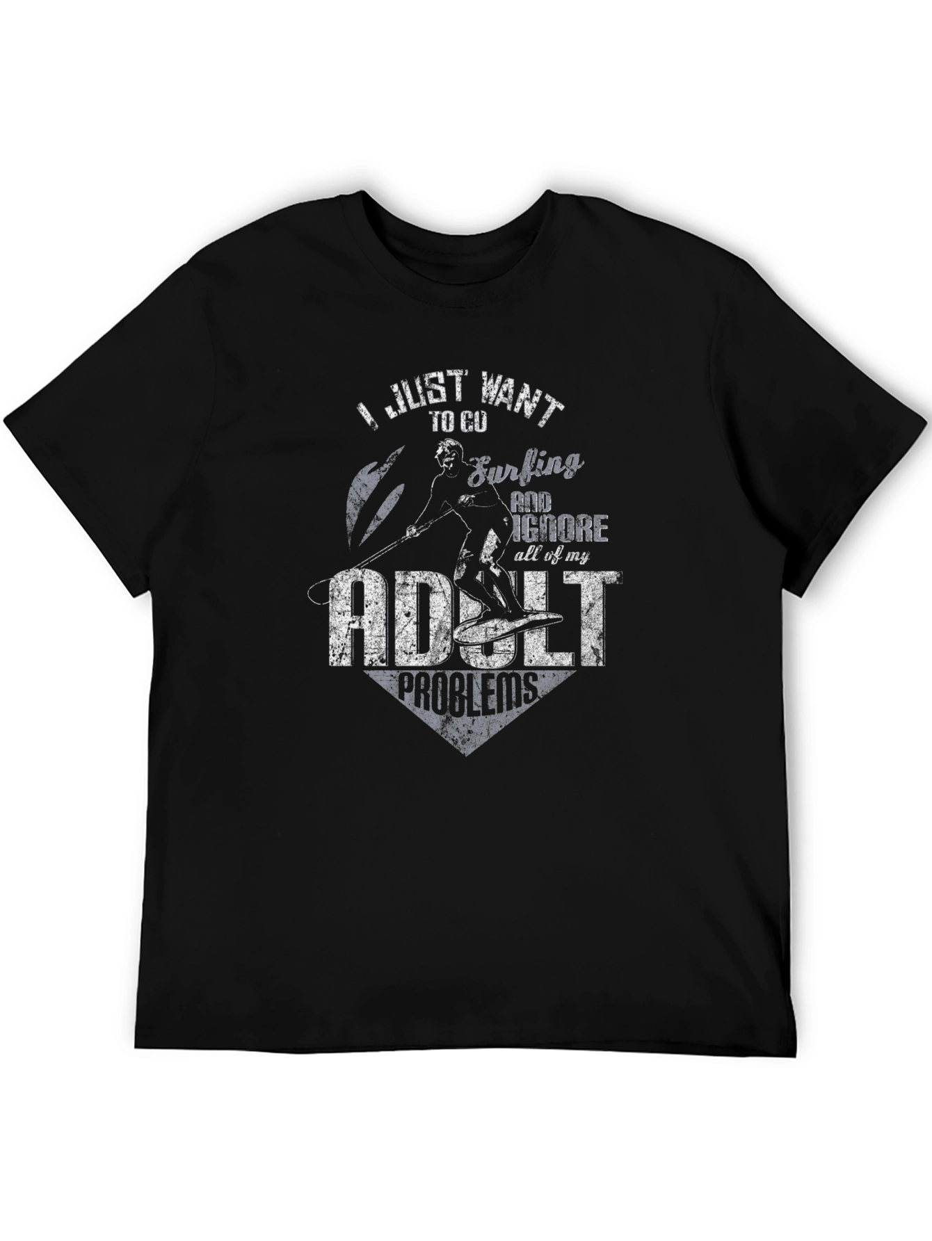 Surfing Adult Problems T-Shirt Black