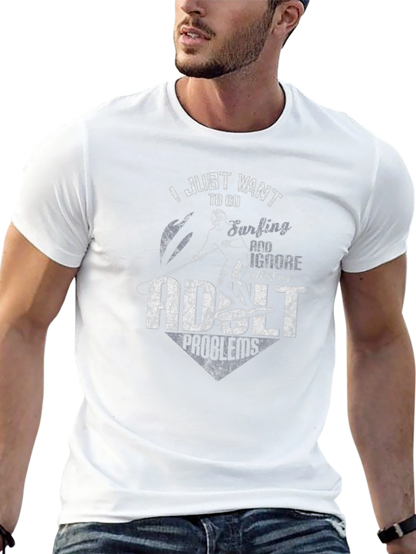 Surfing Adult Problems T-Shirt Black