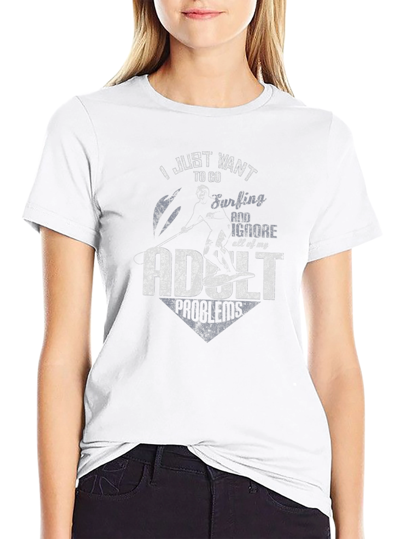 Surfing Adult Problems T-Shirt Black