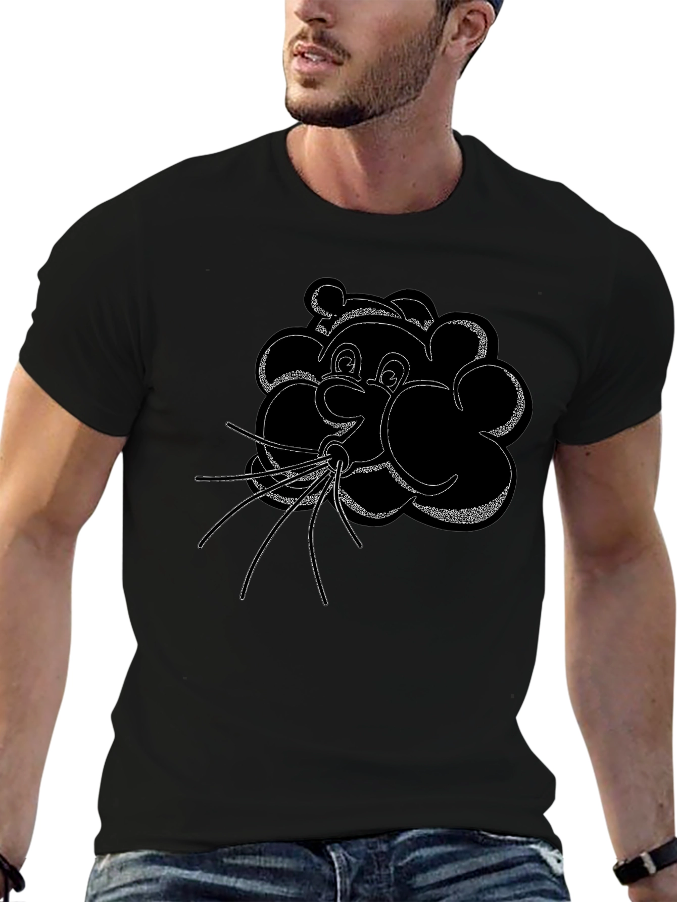 Funny Cartoon Character T-Shirt - Black
