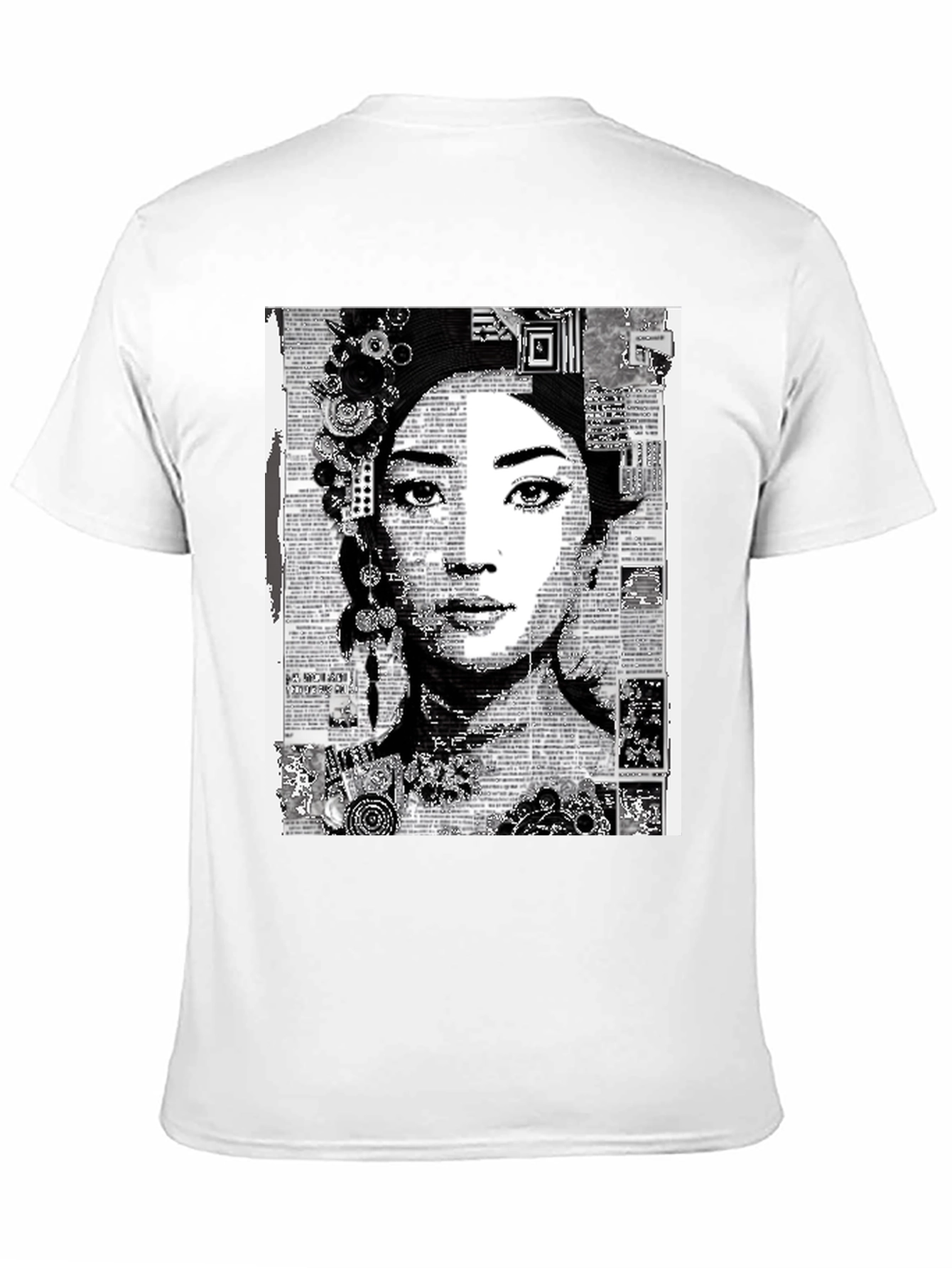 Abstract Art Woman Graphic Tee - Black Casual T-Shirt