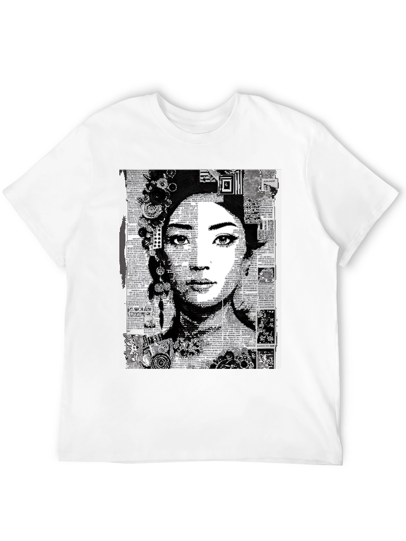 Abstract Art Woman Graphic Tee - Black Casual T-Shirt