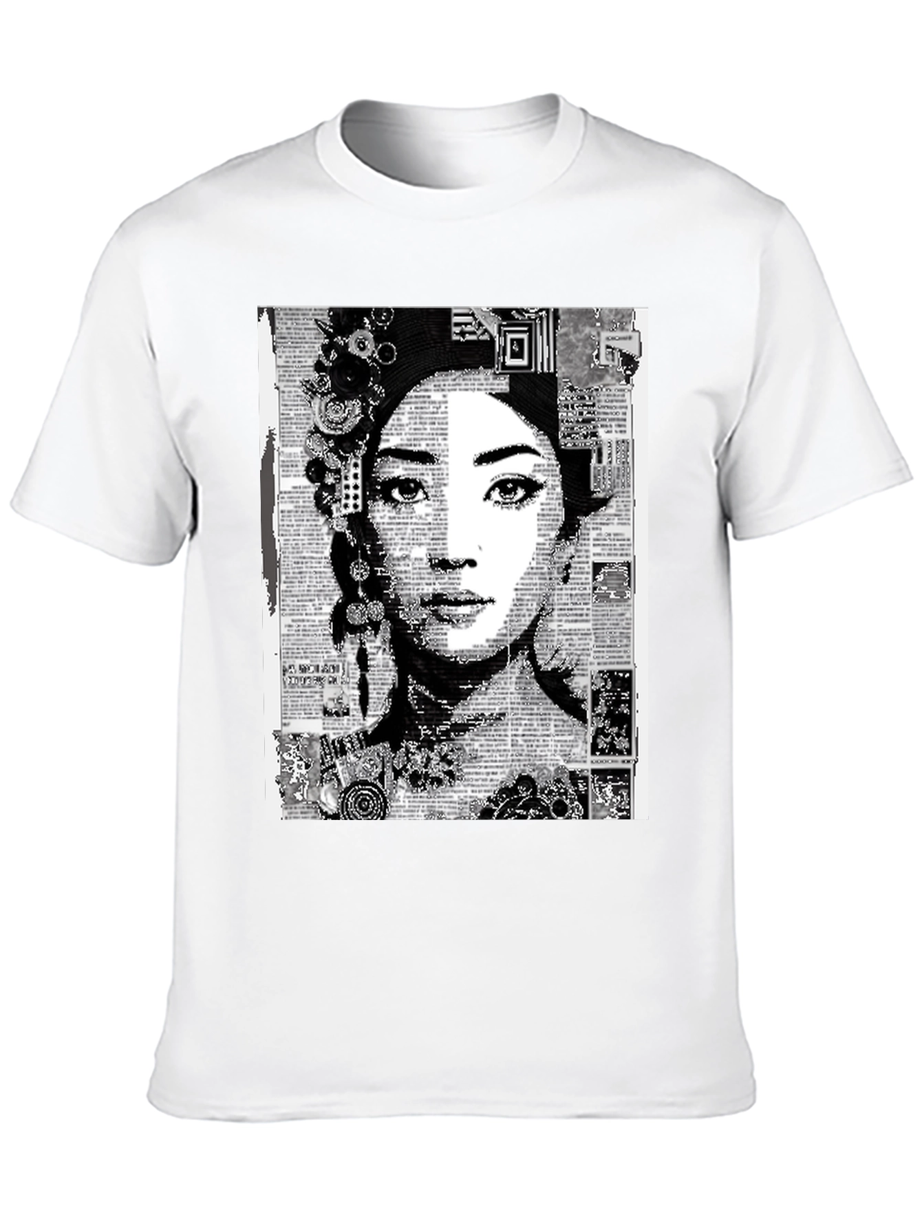 Abstract Art Woman Graphic Tee - Black Casual T-Shirt