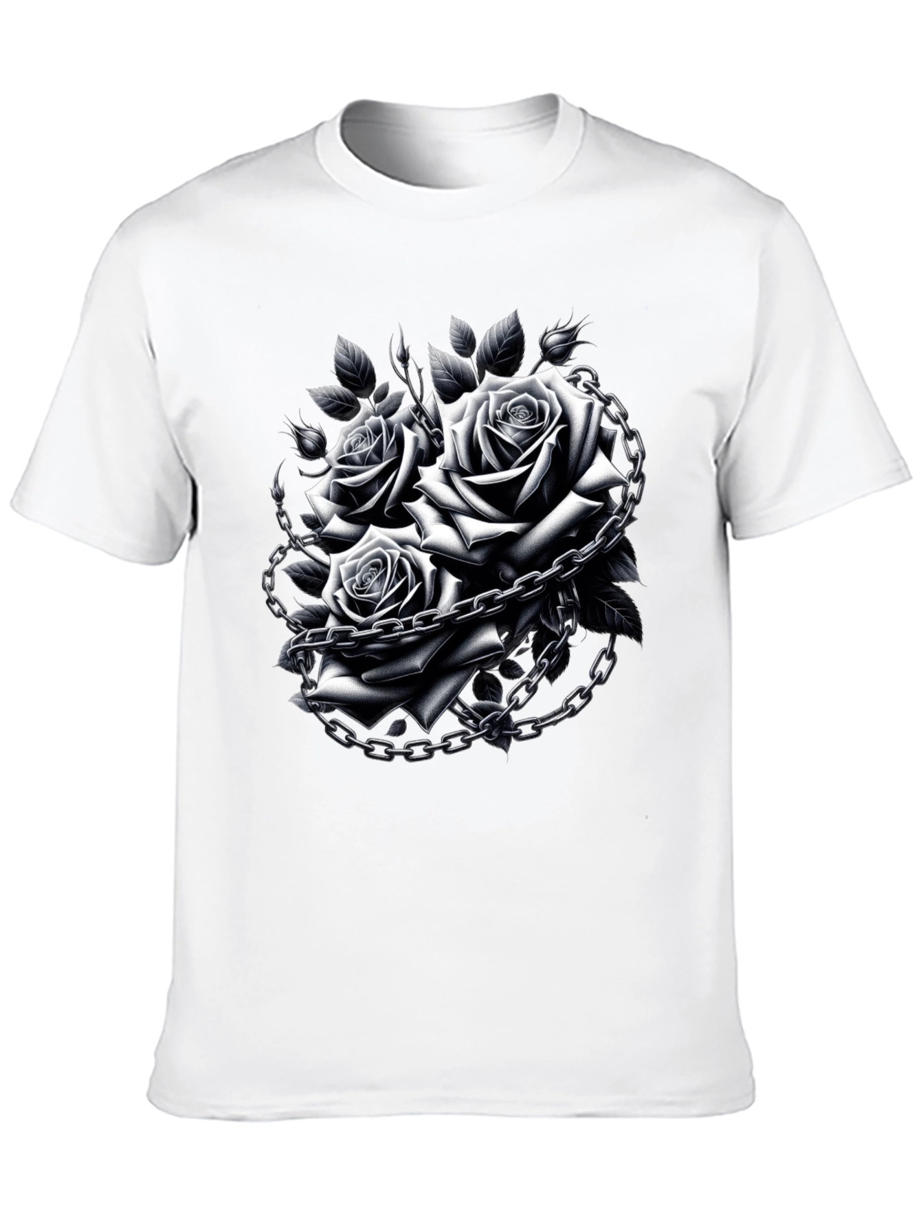Rose Chain Graphic Black T-Shirt
