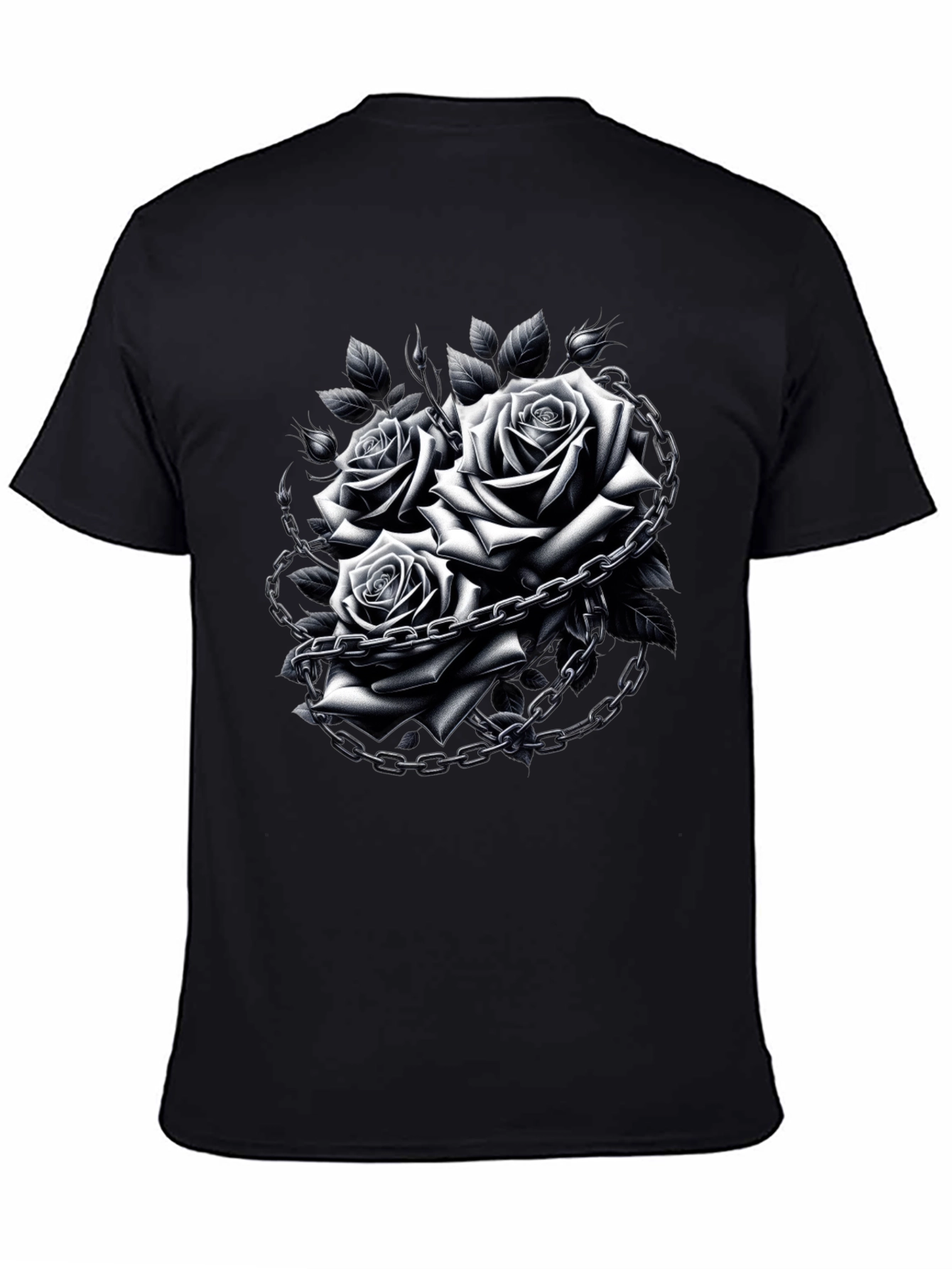 Rose Chain Graphic Black T-Shirt