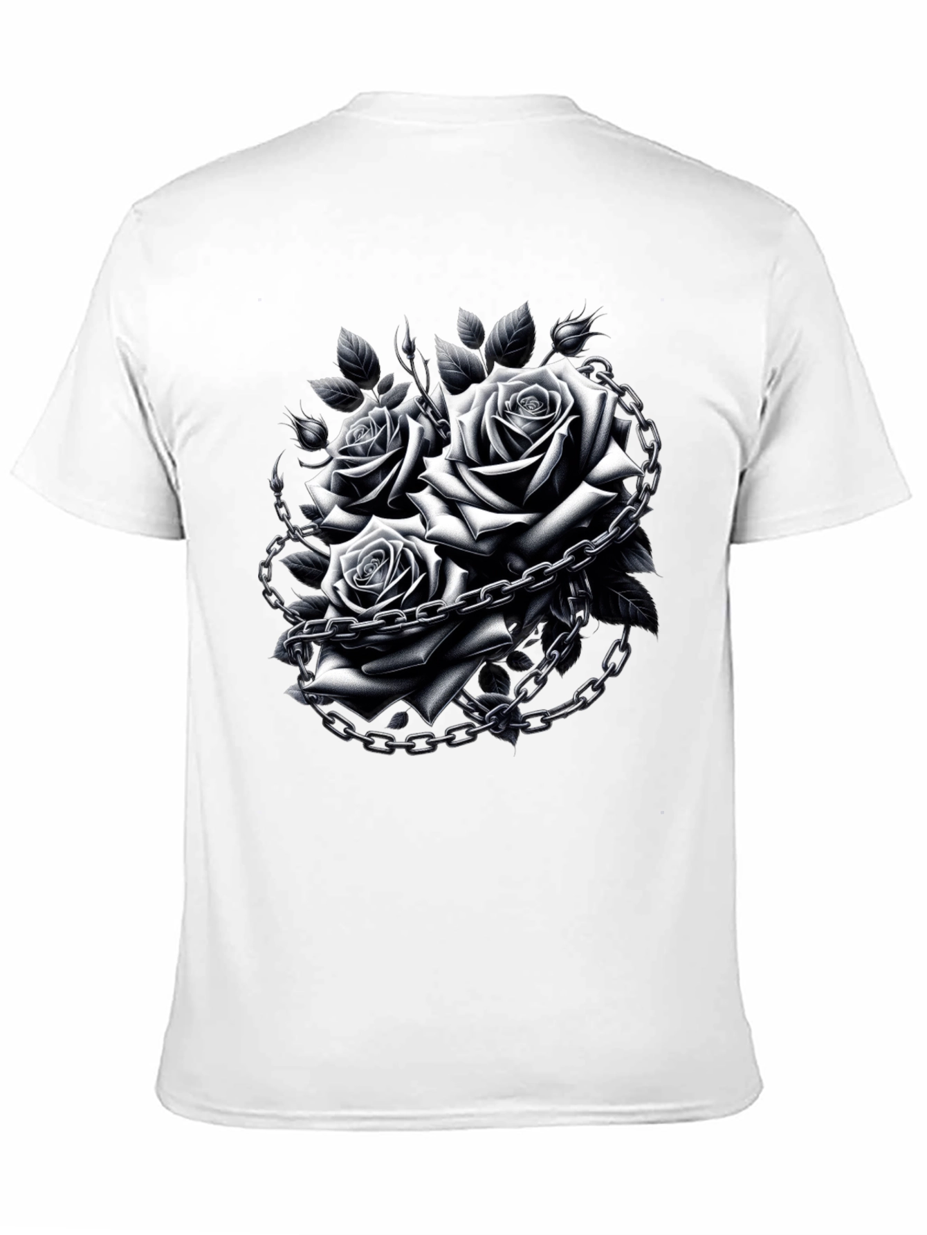 Rose Chain Graphic Black T-Shirt