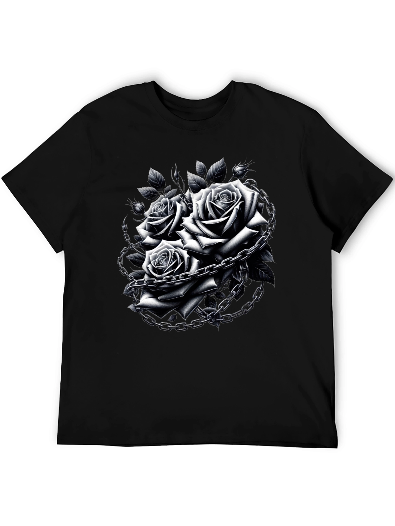 Rose Chain Graphic Black T-Shirt