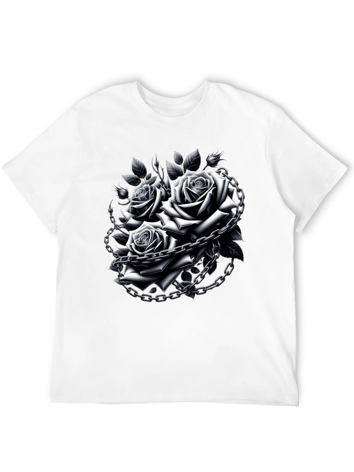 Rose Chain Graphic Black T-Shirt