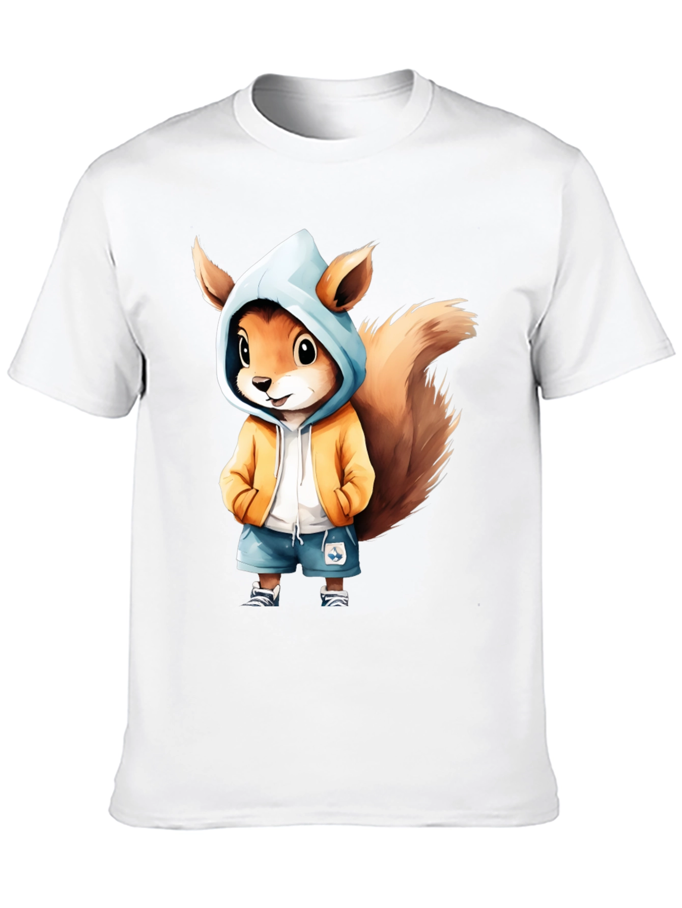 Squirrel Cartoon Graphic Black T-Shirt