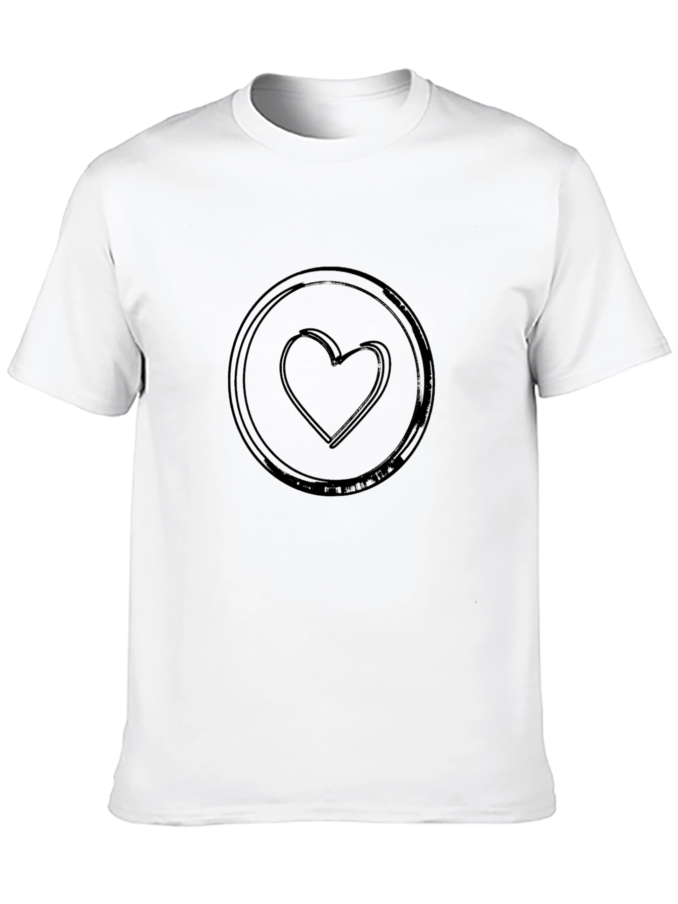 Black T-Shirt with Heart Circle Graphic