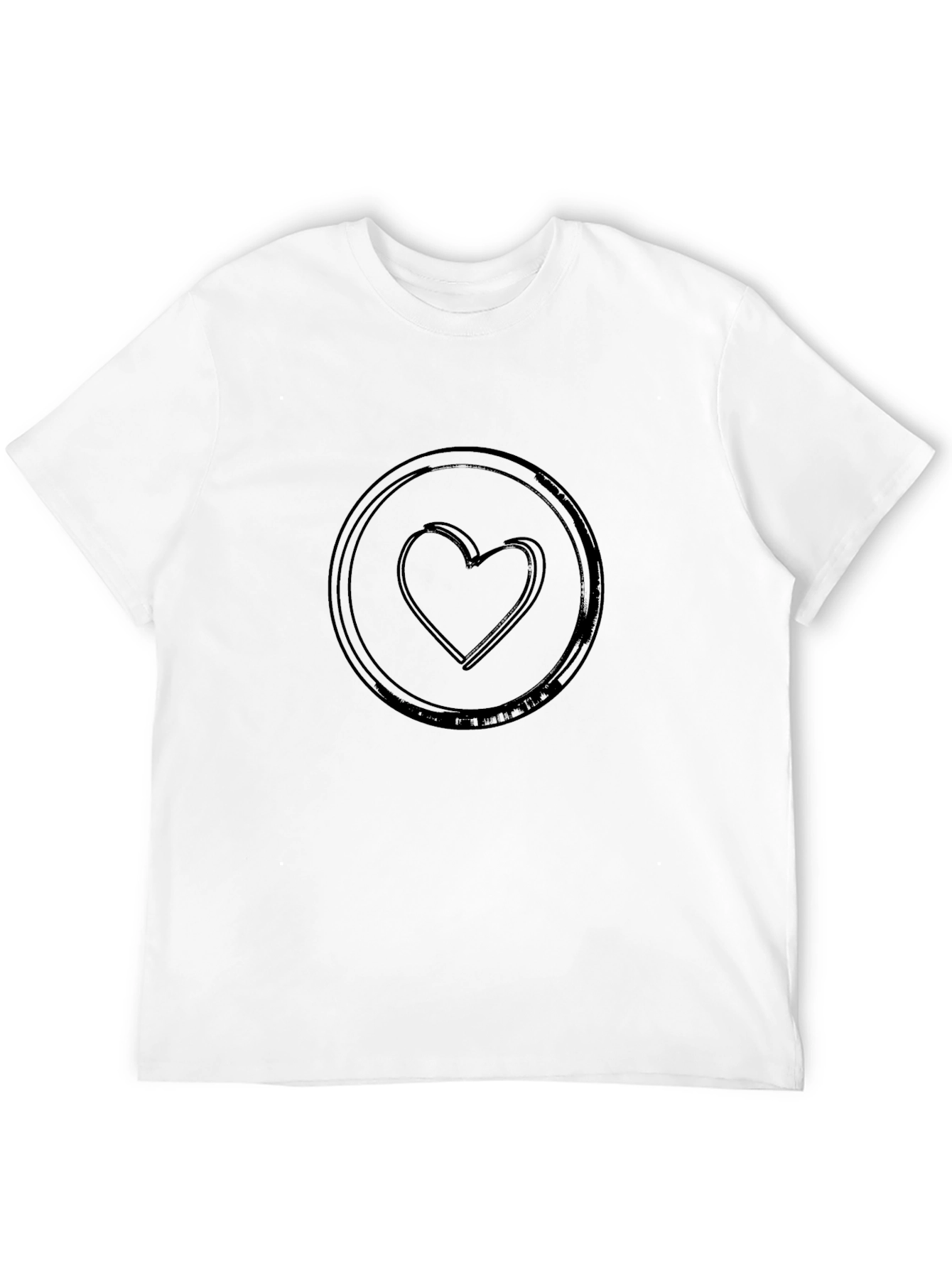 Black T-Shirt with Heart Circle Graphic