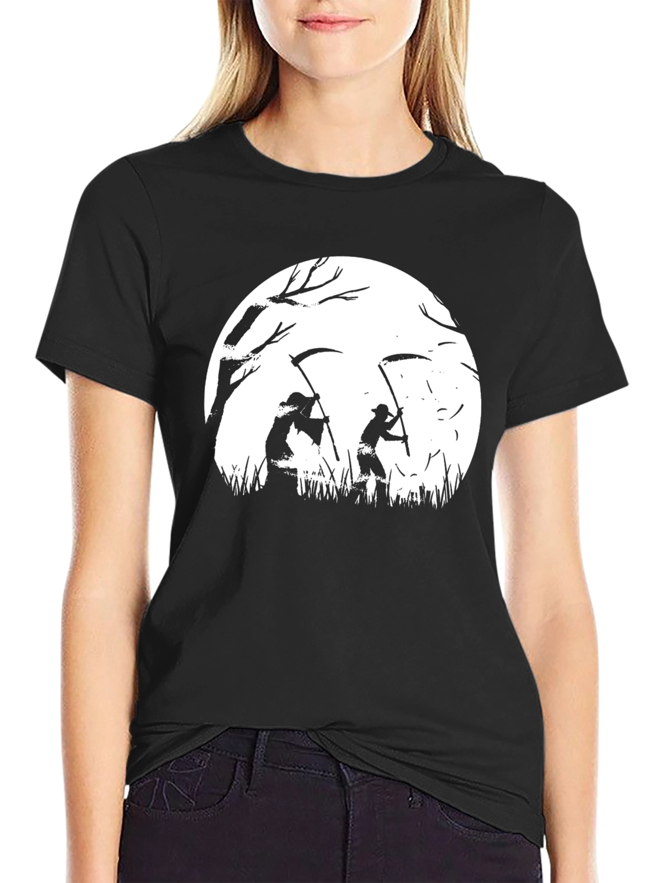 Grim Reaper Graphic Print Black T-Shirt